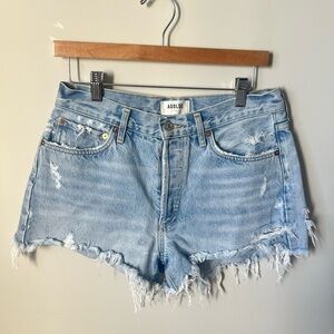 AGOLDE Parker Women's Frayed Denim Shorts - Light Blue